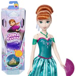 Disney Poupée Surprise Anna Spin & Reveal La Reine des Neiges avec 11 surprises, dont 5 accessoires, 5 autocollants et une scène de jeu, jouet inspiré du film Disney