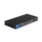 Linksys Switch Gigabit Poe+ à 8 Ports Lgs310Mpc-Eu (110 W Avec Emplacements pour 2 Ports Uplink Sfp Gigabit, ethernet Manageable Intelligent Avec Boîtier Métallique, Bureau Ou Mur)