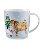 Cooksmart Christmas On The Farm British Designed Lovely Gift Coffee Mugs| Ceramic Coffee Mugs for Home or Work | Large Mugs for Hot Drinks | Tea and Coffee Cups - Cow Barrel Mug