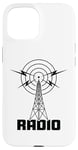 Coque pour iPhone 15 Tour radio rétro - Radio jambon et écouteur ondes courtes