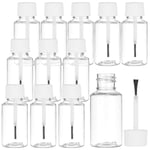 BENECREAT 20 Packs 20ml Plastic Brush Applicator Bottles with White Cap, Empty Refillable Nail Polish Touch Up Bottle with Brush Top for Glue, Paint, Nail Art