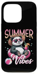 Coque pour iPhone 13 Pro Flotteur de natation panda amusant Summer Vibes Beach Lovers