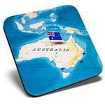 Square Single Coaster  - Australia World Map Flag  #44172