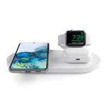 seacosmo 3 in 1 Wireless Charger Pad for Apple Watch Nightstand Mode for iWatch 5/4/3/2, QI Smart Fast Charging for iPhone Samsung Huawei and other Qi-Enabled Phone, AirPods Charging Station - White