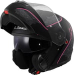 LS2, Casque Moto Modulable Strobe II LUX Matt Black Pink, XL