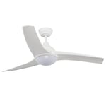 M Ledme - Ventilateur de Plafond avec Led Ivara Blanc 58W, Télécommande, Faible Consommation, Moteur DC 34W+Lumière Led 24W, 6 vitesses, Silencieux,3 Pales, hiver-été, minuterie.