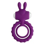 AUCUNE Cockring,Silicone souple double vibrant anneau de pénis Dick Cockring adulte jouets sexuels - Type Purple rabbit #A