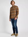 Lee Riveted Cotton Regular Fit Check Shirt, Brown/Multi