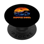 Hippie Soul Peace Nature Montagne Sous Lune Colorée PopSockets PopGrip Interchangeable