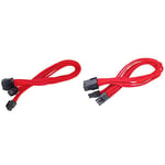 Silverstone SST-PP07-EPS8R - 30cm EPS 8pin vers EPS/ATX 4+4pin Cable d'extension manchonné, Rouge & SST-PP07-PCIR - 25cm 8pin vers PCI-E 6+2pin Cable d'extension manchonné, Rouge