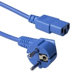 ACT Câble d'alimentation C13 3 m - Câble d'alimentation PC CEE 7/7 vers C13 3 Broches - Contact de Protection coudé - AK5135 Bleu