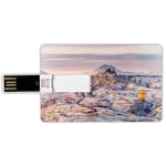 64G USB Flash Drives Credit Card Shape Winter Memory Stick Bank Card Style Cappadocia Turkey Landscape with Hot Air Balloons Anatolia Valley Geology Tourism Waterproof Pen Thumb Lovely Jump Drive U Di