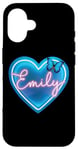 Coque pour iPhone 16 Emily Pink Nom Cœur Amour Femme Fille Amie Papillon