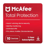 McAfee Total Protection 2024 | 10 Devices | Antivirus Internet Security Software | Unlimited VPN | 1 Year Subscription | Activation Code by email