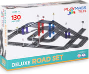 Playmags Magnetic Tiles Road Set for Kids - 130-Pieces Magnet Building Blocks