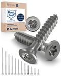 100x Vis à bois tête fraisée en Acier inoxydable Torx V2A vis inox 4x30 pour panneaux d'aggloméré Bois Filetage partiel 4mm fort 30mm long 100 pièce en acier A2