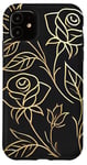 Coque pour iPhone 11 Rose florale botanique, style minimaliste