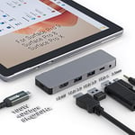 Accessoires Surface Pro9 avec HDMI 4Kà60Hz, Thunerbolt4(vidéo 8Kà30Hz+données 40G+Charge 100W), 5Gbit/s(USB3.0 * 2+USB-C), Audio 3,5mm, Station d'accueil à Triple Affichage pour Surface Pro 8/9/X