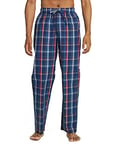 LAPASA Pantalon de Pyjama Homme 100% Coton Léger Bas de Pyjama à Carreaux Vêtements de Nuit & de Détente Maison M38 Rouge & Bleu Marine XS