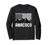 Exploring Americas Heartbeat Anacoco Louisiana American Flag Long Sleeve T-Shirt