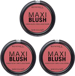 Rimmel London Maxi Blush Pigmented Powder Blusher, Wild Card, 9 G (Pack of 3)