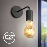 B.k.licht - Applique murale design rétro industriel métal noir éclairage salon & chambre lampe de chevet, douille E27