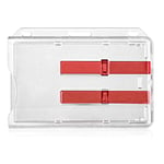 Vicloon Porte Carte Double, 2 Cartes Porte-badge en Plastique, Porte-badge en Plastique Porte-badge Horizontal pour Les Cartes D'identité Scolaires de Crédit Permis et Laissez-passer (Rouge)