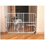 Carlson Pet Gate Tuffy Expandable With Small Pet Door White 66-107 x 61 cm