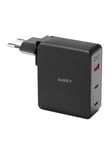 Aukey PA-B7O 1xUSB-A 2xUSB-C 140W GaN power charger (black)