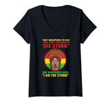 Womens Black History I Am The Storm Patriotic Afro Woman V-Neck T-Shirt