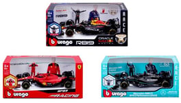 Coffret F1 Véhicule et figurine pilote avec casque Bburago Modèle aléatoire