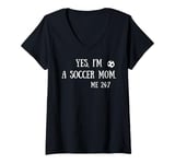 Womens Fun Graphic-Yes, I'm a soccer mom. Me 24/7 V-Neck T-Shirt