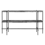 Gubi - TS Travertine 2-Rack Console, Base Black, Top Grey Travertine - Konsolbord - GamFratesi - Grå