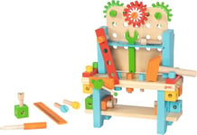 goki Mon Premier établi en Bois 58386 - Kit de Jeu en Bois pour bricoleurs - avec Marteau, vis, Tournevis, etc. - Favorise la motricité Fine et l'imagination des Enfants - À partir de 3 Ans -