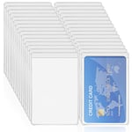 Vicloon Porte-Badges, 30pcs Porte-Cartes en Transparent, Porte-Cartes en Plastique avec Porte-Badge Nominatif Étanche et Refermable Givré pour Carte de visite, Carte d'étudiants, Carte Bus