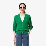 Lacoste Cardigan relaxed fit en laine col V Taille 32 Vert Fluor