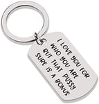 Funny Valentine's Day 'I Love You for Who You are But That Pussy Sure is A Bonus' Stainless Steel Key Ring Keychain in a Velvet Gift Bag