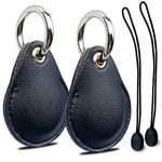 AirTag Case Keyring Holder 2 Pack, Air Tag Key Ring Tracker Keychain Compatible with Apple Item Finder, Hidden Leather iTag GPS Locator Protective Cover Sleeve Key Fob Organizer Carabiner Accessories