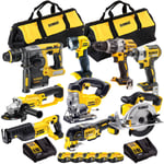 Dewalt 18V 9 Piece Cordless Combo Tool Kit 5 x 5.0Ah Battery Charger T4TKIT-838