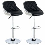 Woltu - Tabouret de Bar Lot de 2 avec siège Bien rembourré en Similicuir Hauteur réglable, Noir Blanc