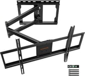 Support Mural Pour Tv Longue Portée, Pivotant À 180 Degrés Avec Bras Articulés De 838Mm, Inclinable Et Extensible Pour Télévision Plat Et Incurvé 32-75 Pouces Jusqu'À 45Kg, Vesa 600X400Mm