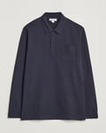 Sunspel Long Sleeve Riviera Polo Shirt Navy