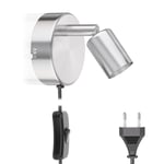 Lampe de lecture/applique LUNARA, interrupteur, fiche, inox mat, 1x GU10 max.