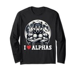 Cringe Werewolf Wolf Meme I Heart Alphas I Love Alphas Long Sleeve T-Shirt