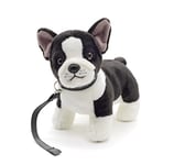 Uni-Toys - Bouledogue français (Noir/Blanc) avec Laisse - 25 cm (Longueur) - Chien en Peluche, Grand Danois, Animal de Compagnie - Peluche, Peluche