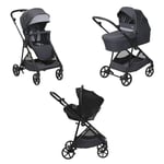 Chicco Trio Seety, Trio 3en1 avec Poussette, Nacelle et Siège Auto pour Bébé 40-80 cm, Comprenant la Poussette Seety avec Châssis Ultraléger, Système Modulaire Léger et Compact, 0 Mois - 4 Ans