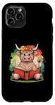 Coque pour iPhone 11 Pro Livre de classement de la ferme Motif vache écossaise Highland