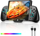 Manette Sans Fil Compatible Avec Nintendo Switch/Oled, Manette Pro Pour Switch, Support De Poignée Avec 8 Couleurs Rvb Pour Switch, Turbo Réglable, Vibration Double Moteur