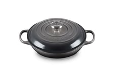 Le Creuset Signature Enamelled Cast Iron Shallow Casserole Dish With Lid, 26 cm, 2 Litres, Flint, 21180264442430