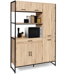 Buffet de cuisine avec colonne de rangement 120 cm detroit 6 portes + tiroir design industriel